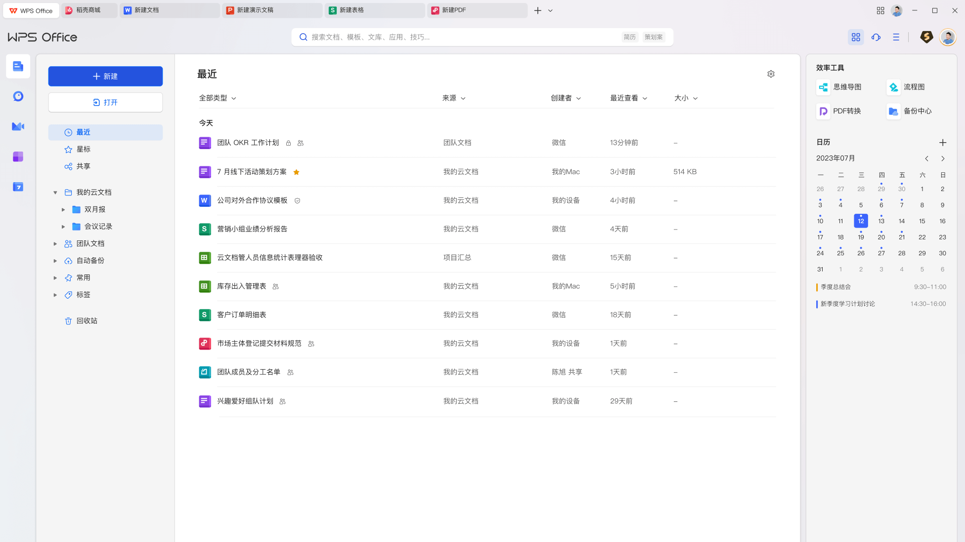 WPS Office文字处理电子表格演示文稿高端办公套件功能